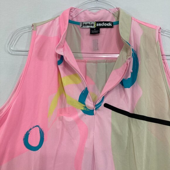 Jamie Sadock XL Colorful Abstract Artsy Sleeveless Quarter Zip Top Active Golf - Picture 3 of 8